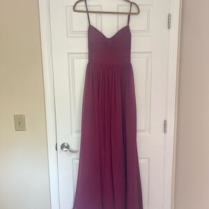 Azazie Cabernet bridesmaid maxi Dress with Spaghetti Straps and bows in back